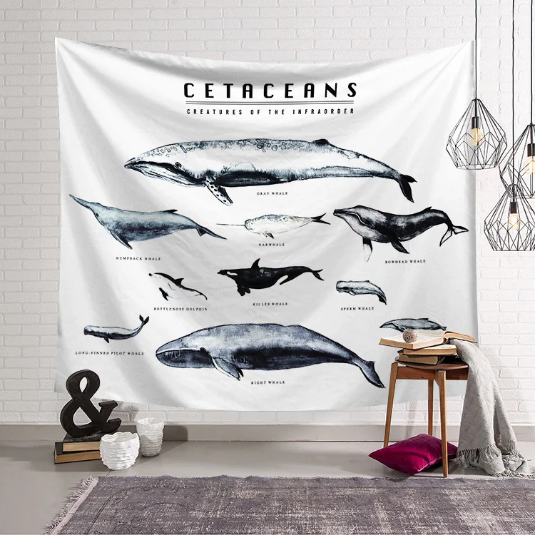 

Cetaceans of the Infraorder Ocean Whale Ins Home High Pixel Art Decorative Tapestries Bathroom Tapestry Wall Hanging Decor Gift