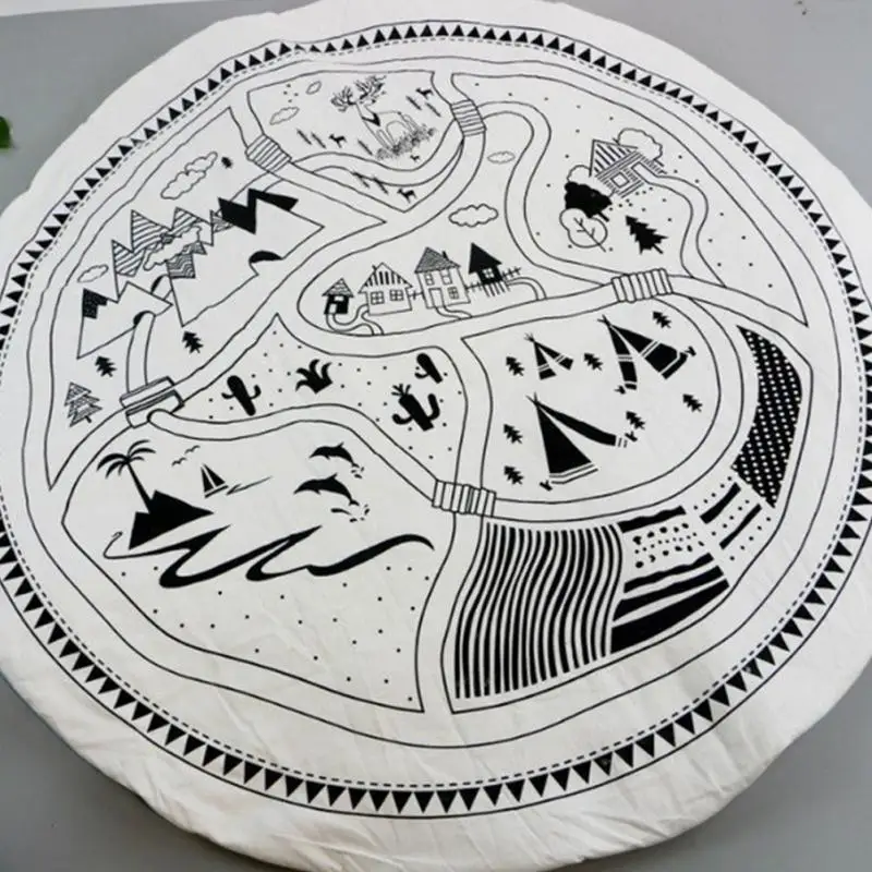 

Play Mats Toys Round Cushion Diameter 97CM Nordic Children's Room Decoration Baby Game Blanket Lace Solid Color Crawling Mat