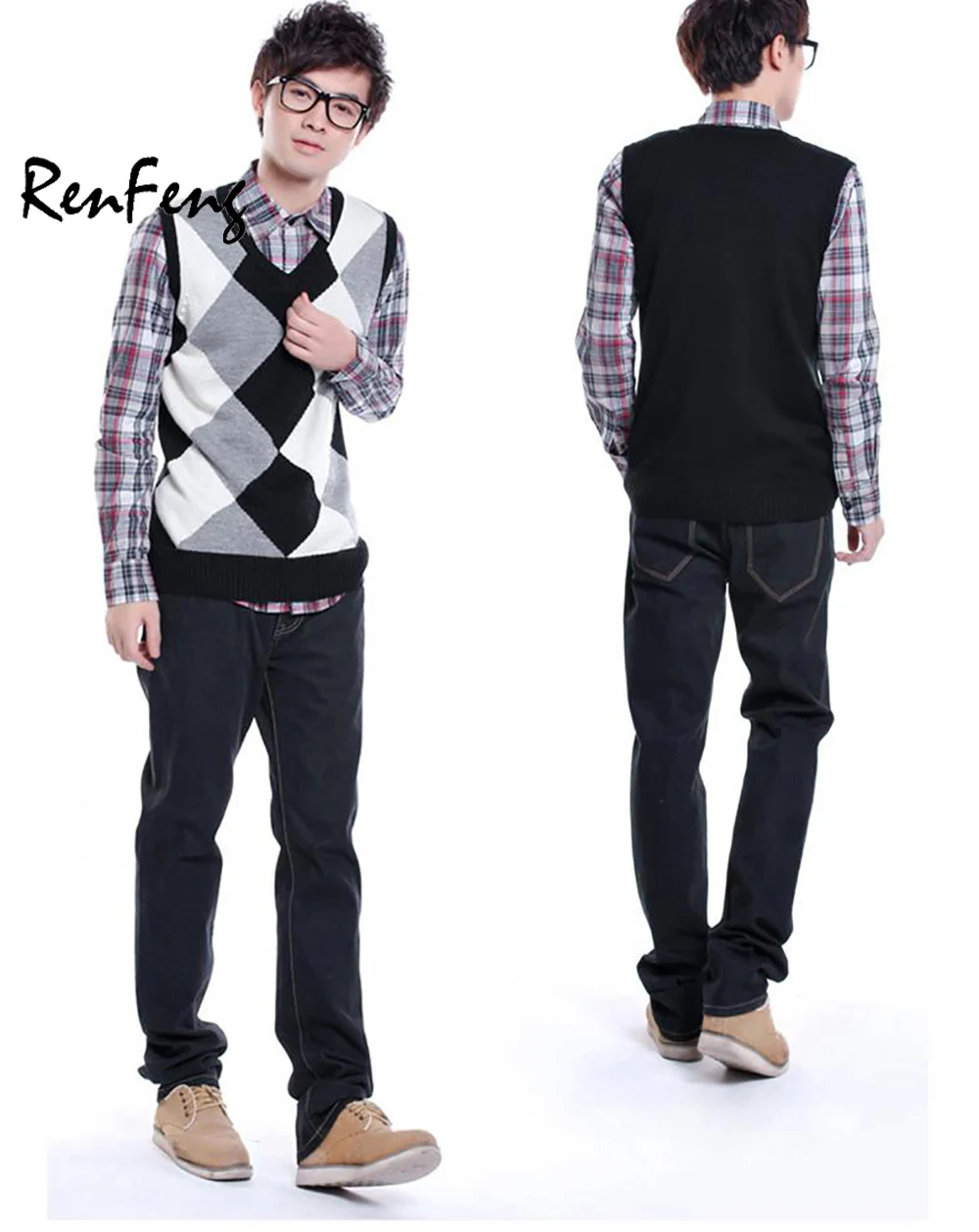 Brand Clothing Pullover Sweater Men Autumn V Neck Slim Wool Knit Vest Sweaters Sleeveless Men's Warm Sweater Cotton Casual vest (10)