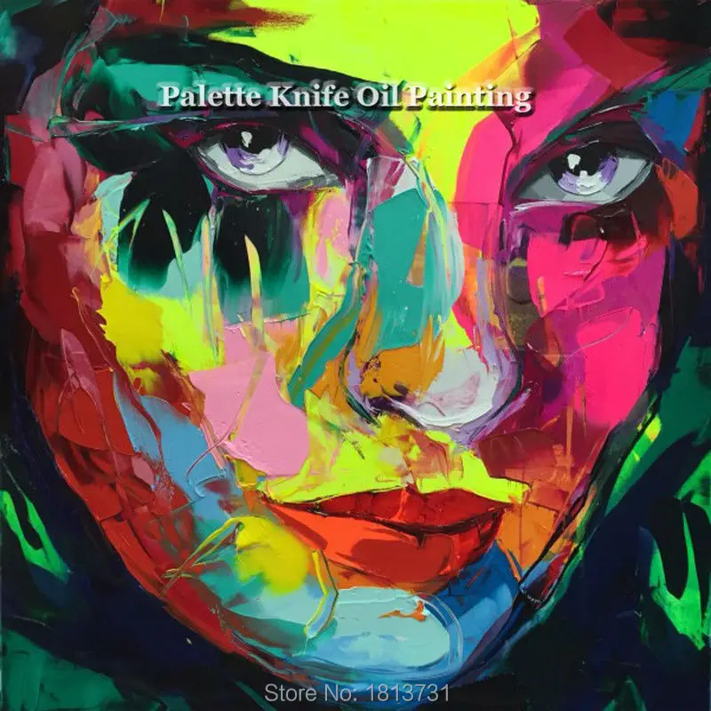 

Hand painted Francoise Nielly Palette knife portrait Face Oil painting Character figure canva wall Art picture16-37