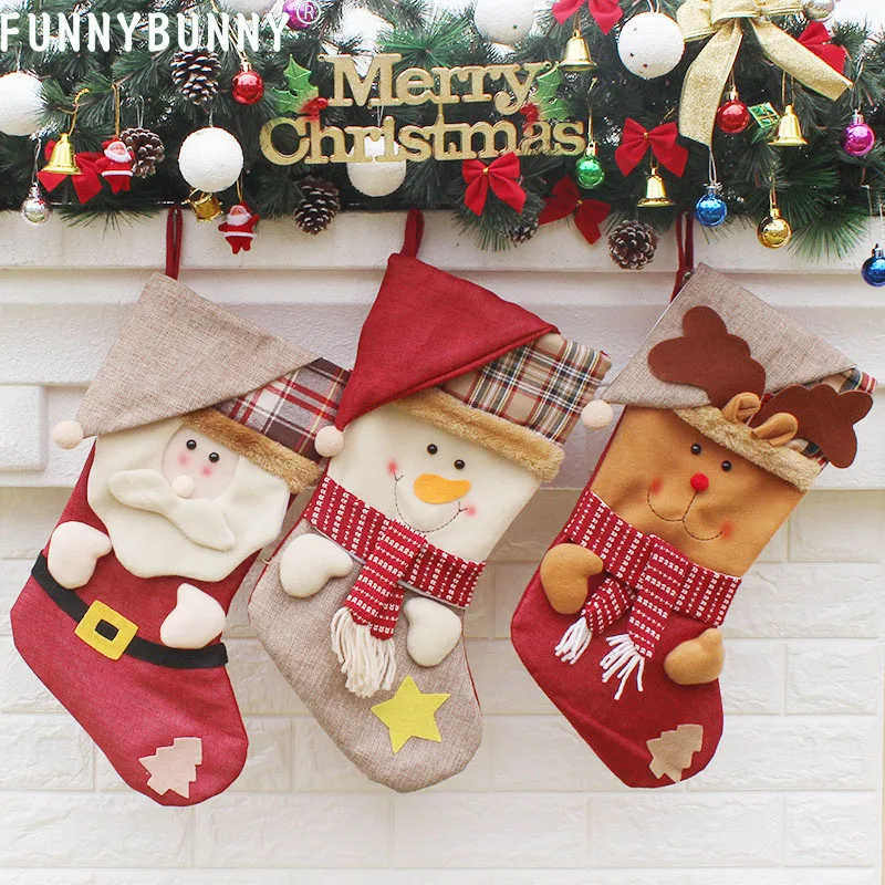 

FUNNYBUNNY Christmas Stockings 3D Hat Style Gift Bag Home Decoration Xmas Tree Hanging Ornament Party supplies