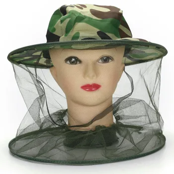 

1PCS Men Women Insect Bee Mosquito Resistance camouflage Hat Sun Block Net Mesh Face Protector Cap Bucket Hat