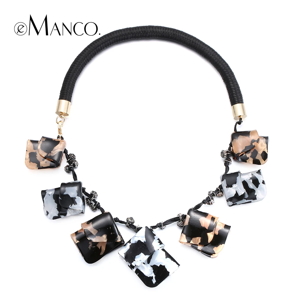 

eManco acrylic geometric accessories necklaces for women black rope choker statement bib necklace collier bijoux femme NL13629