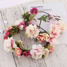 Мама Дети Венок цветы оголовье орнамент Приморский цветочный Корона повязки для волос Свадебные Девушки Головные уборы