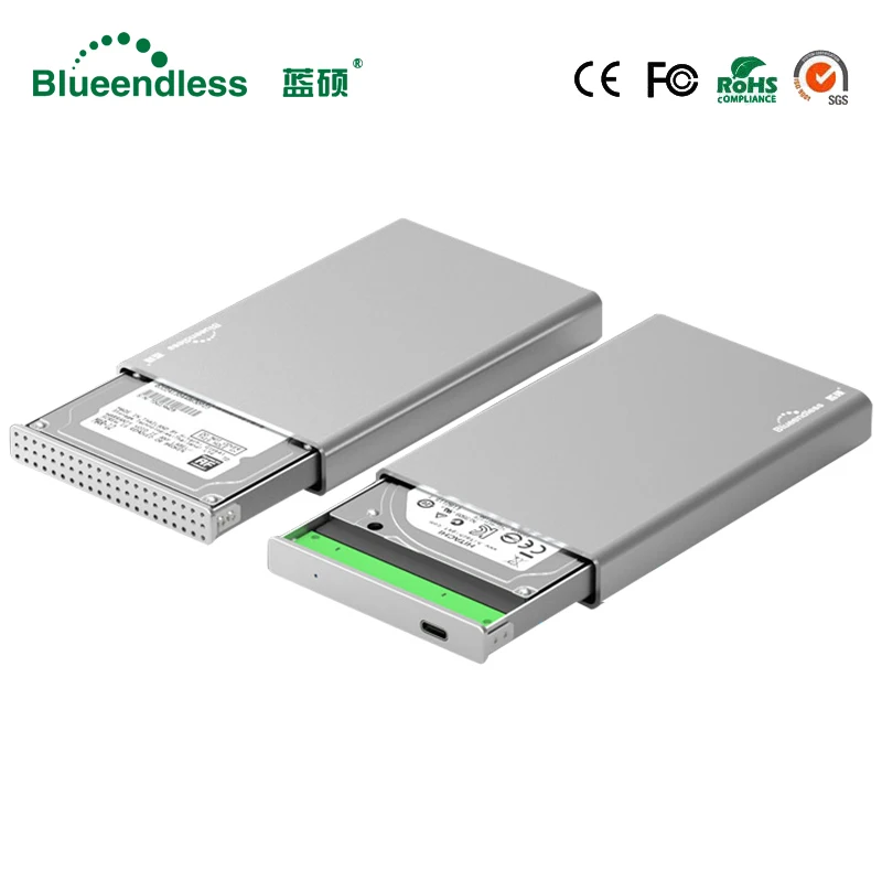 Aluminum Hdd Enclosure 2.5" Mobile Hard Disk Case Type-c Sata USB 3.1 Caddy All Metal Case Notebook External Hard Disk Box