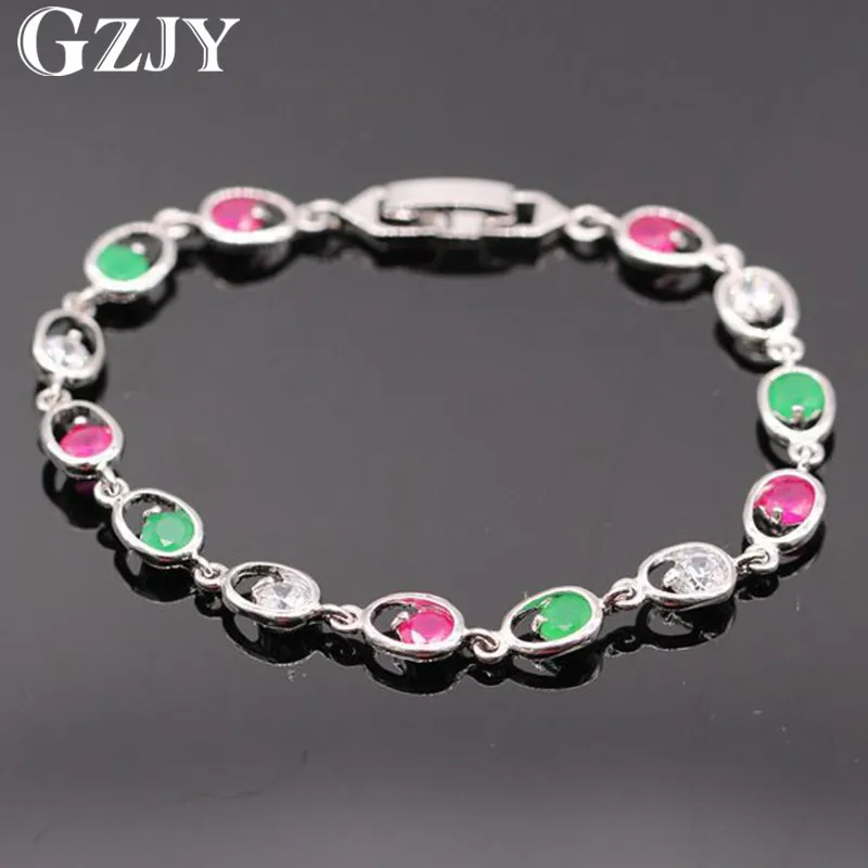 Jinyao новые модные белые бело-золотые натуральный красный и зеленый циркон браслет для Для женщин модная Свадебная вечеринка Интимные аксессуары