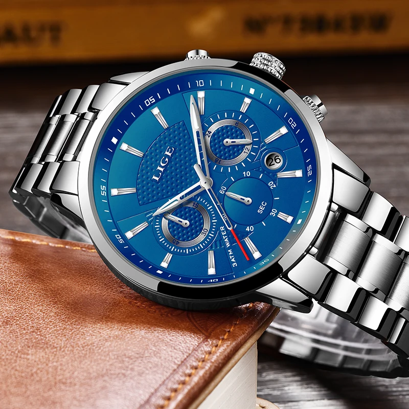 Relogio Masculino часы мужские модные LIGE повседневные спортивные кварцевые полностью