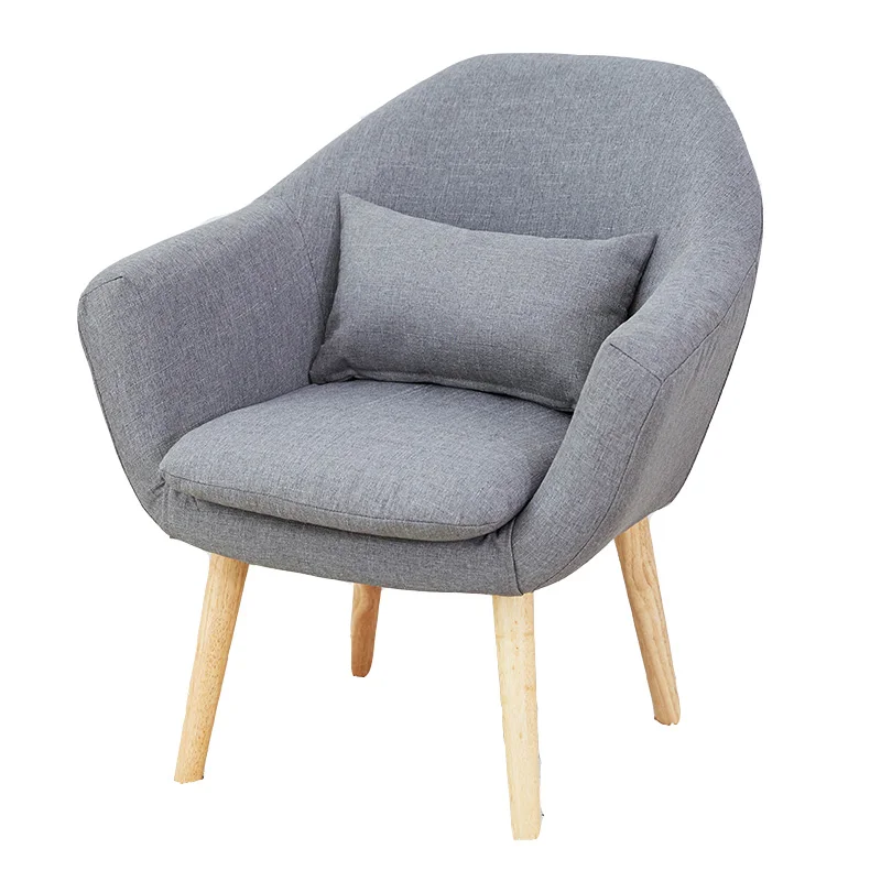 

15%Simple modern fabric sofa chair removable and washable leisure chair study hotel cafe Nordic single solid wood chair