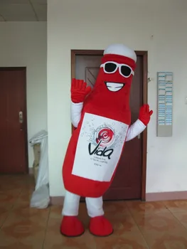 

Applied red Red Flask Vase Jar Mascot Costume With Columniform Long Body