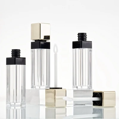 

5ml Empty Lip Gloss Tubes With Heart-shaped Brush Head Clear Gold Eyelash Cosmetic Container Refillable Bottle 200pcs/lot