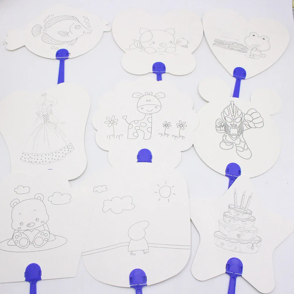 

5 Pcs DIY Paper Fan White Doodle Tool Art Painting Durable for Children Kids DTT88