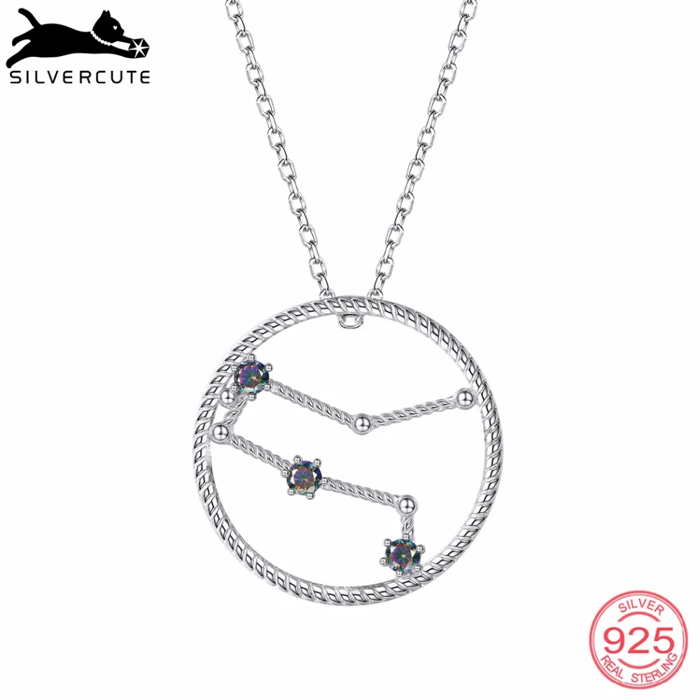

Silvercute Gemini Star Constellation Pendant Necklace & Rainbow Topaz Authentic 925 Sterling Silver Fine Women Jewelry SCP6077B
