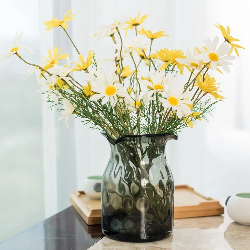 Elegant Home Decor: Simple and Colorful Transparent Glass Vases for Tabletop Flower Ornaments and Plants image 4
