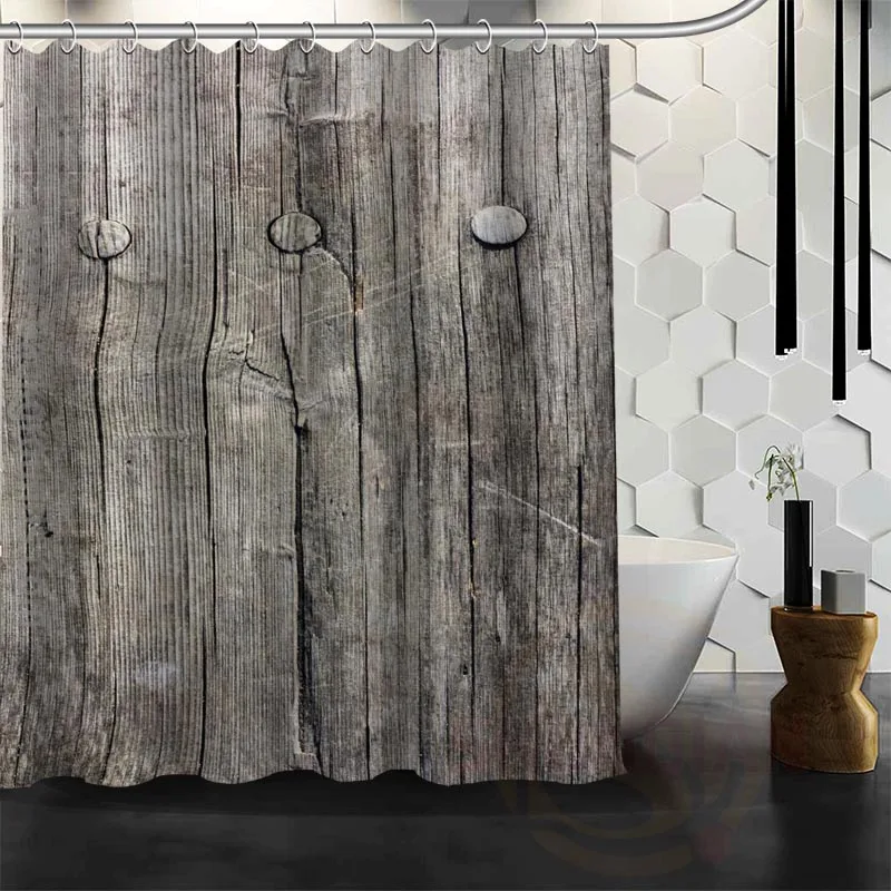 Best Nice Custom Old Barn Wood Shower Curtain Bath Curtain Waterproof