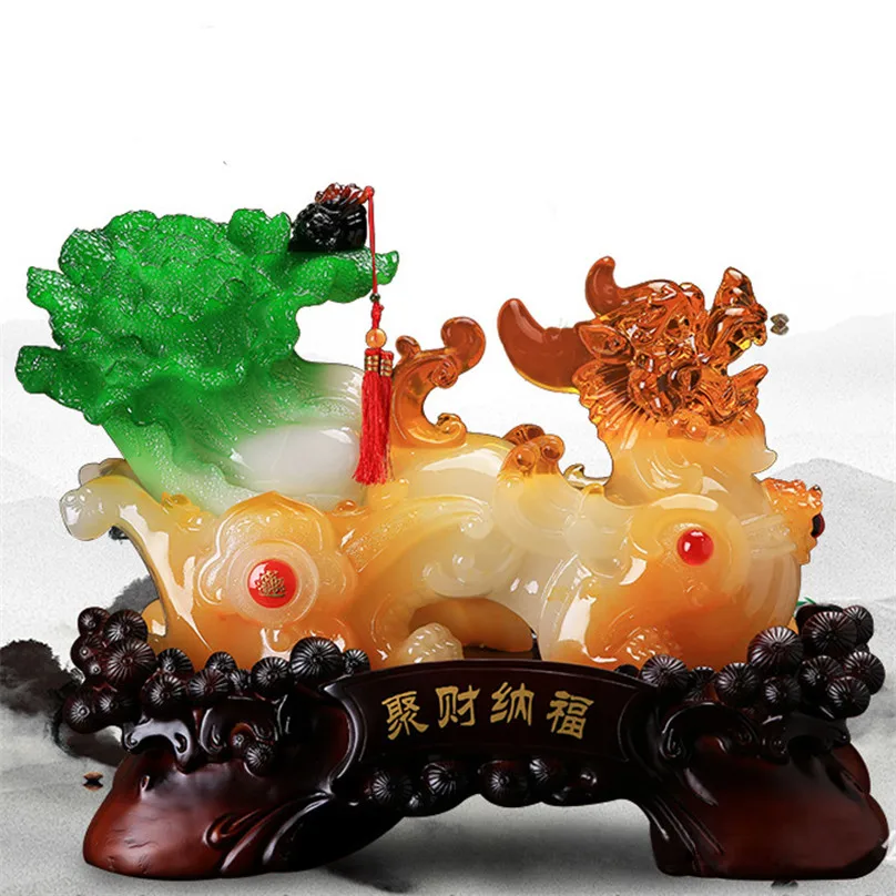 

Home Decoration Accessories Brave Troops Jade Cabbage Statue Figurines Mascot Ornaments Office Desk Front Decor Statue Art Craft