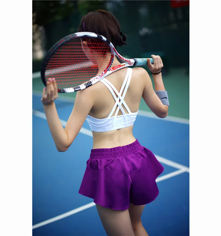 Женские спортивные шорты быстросохнущие дышащие кюлоты анти шнурок Ложные две части теннис фитнес-шорты женские