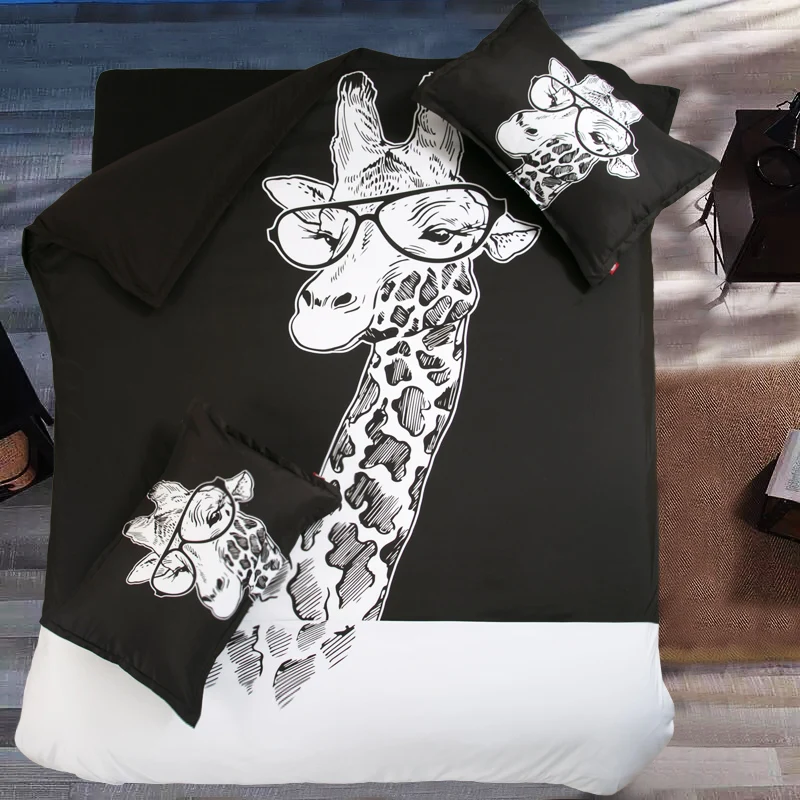 White black Leopard grain Giraffe children cotton 3D bedding sets queen full king single size duvet cover bed sheet pillow cases