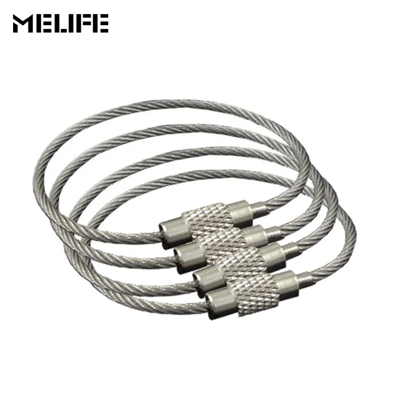 

MELIFE 10PCS Climbing accessories buckle Cable Carabiner Key Chain Camping Hook Clip EDC Tool Stainless Steel Wire Rope KeyRing