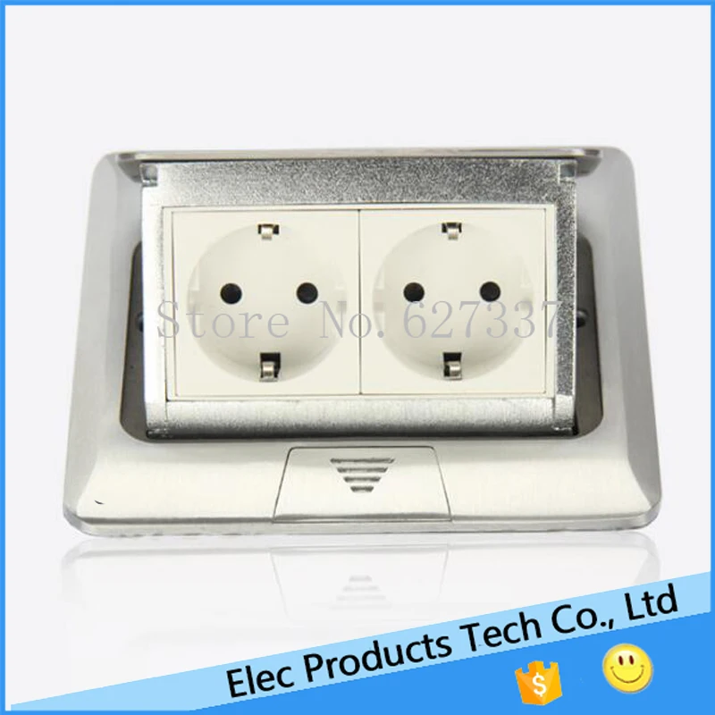

New And high quality 2*EU power table socket / floor socket/pop up socket,can hide, silver /golden 10 pcs /set