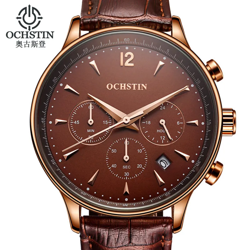 OCHSTIN Montre Homme Relógios Homens Esporte Militar de Couro Dos Homens Relógio de Quartzo Relógio de Pulso G Marca Relogio masculino 2017 Chinês