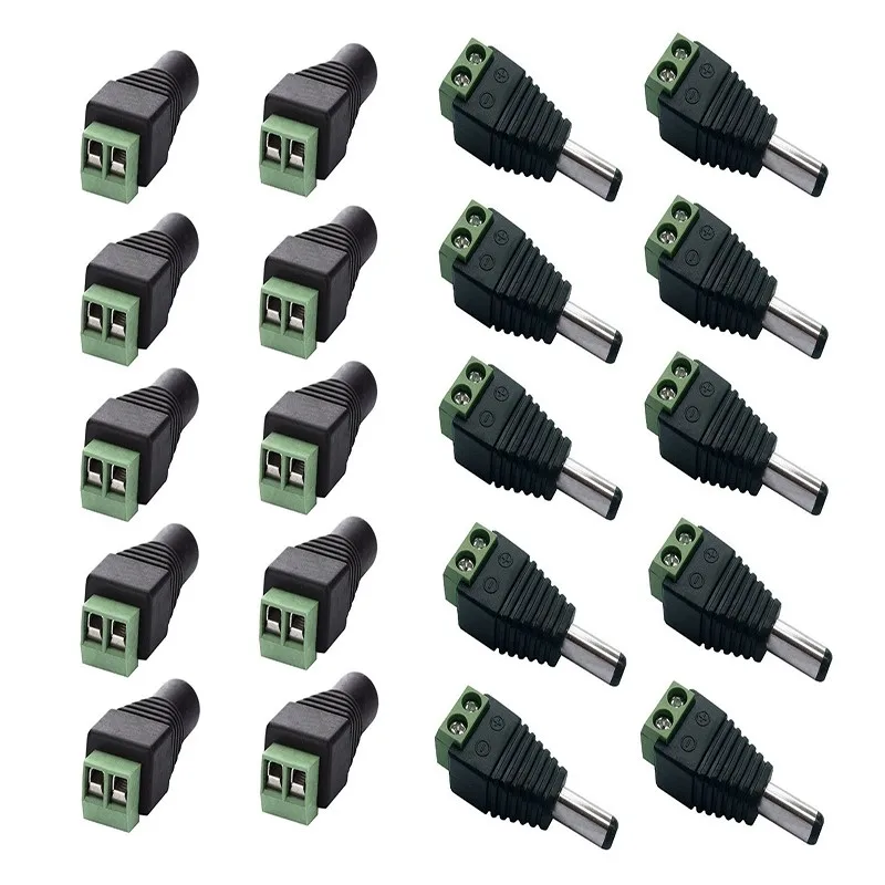 

10 Pcs DC Black connector,DC plug CCTV Camera,adapter Power Black Connectors ,2.1mm x 5.5mm connection singgle color led strip