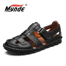 MYNDE/Брендовая обувь из натуральной кожи; летние мужские сандалии; модная летняя повседневная обувь; мужские пляжные сандалии; Мужская обувь; большие размеры 38-46