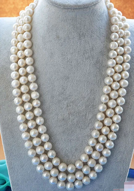 

Wholesale FREE SHIPPING >>> P4150 3ROW 25" 12mm ROUND WHITE FRESHWATER PEARL NECKLACE