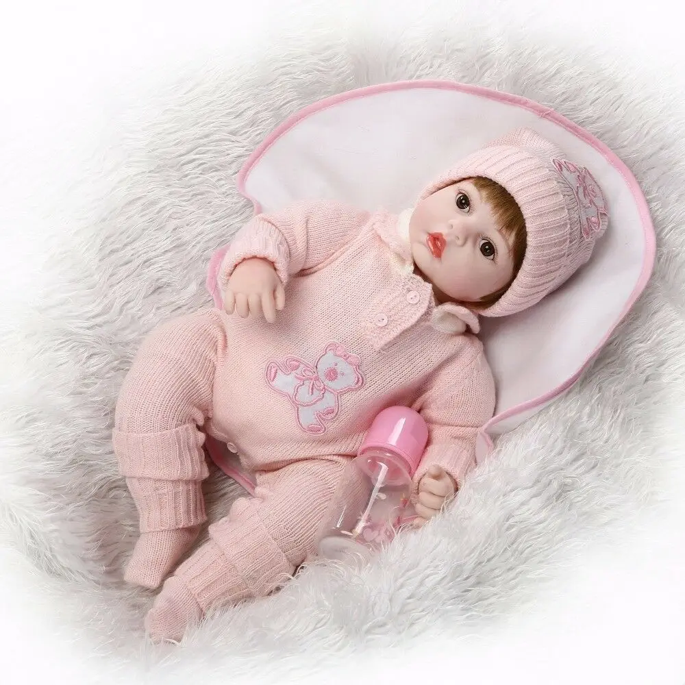 20 "Reborn Baby Dolls виниловая силиконовая Одежда для новорожденных девочек ручной работы Одежда для куклы Розовая Американская Девочка Кукла