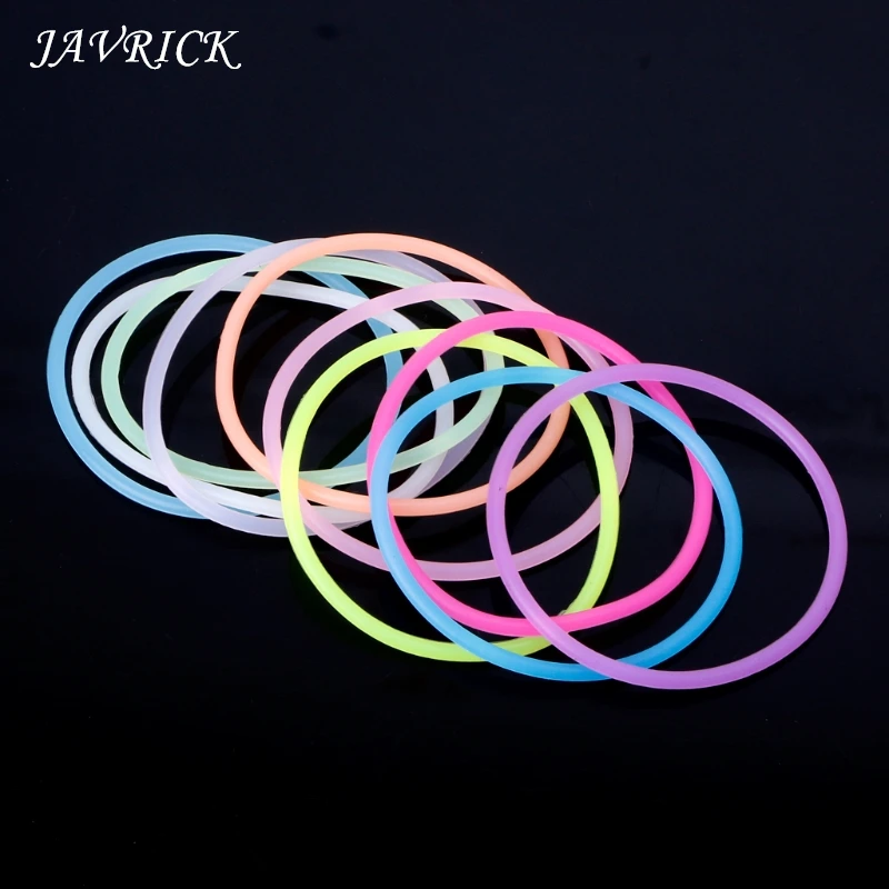 

10PCS Night Luminous Bracelets Wristband Gummy Silicone DIY Rubber Hairbands