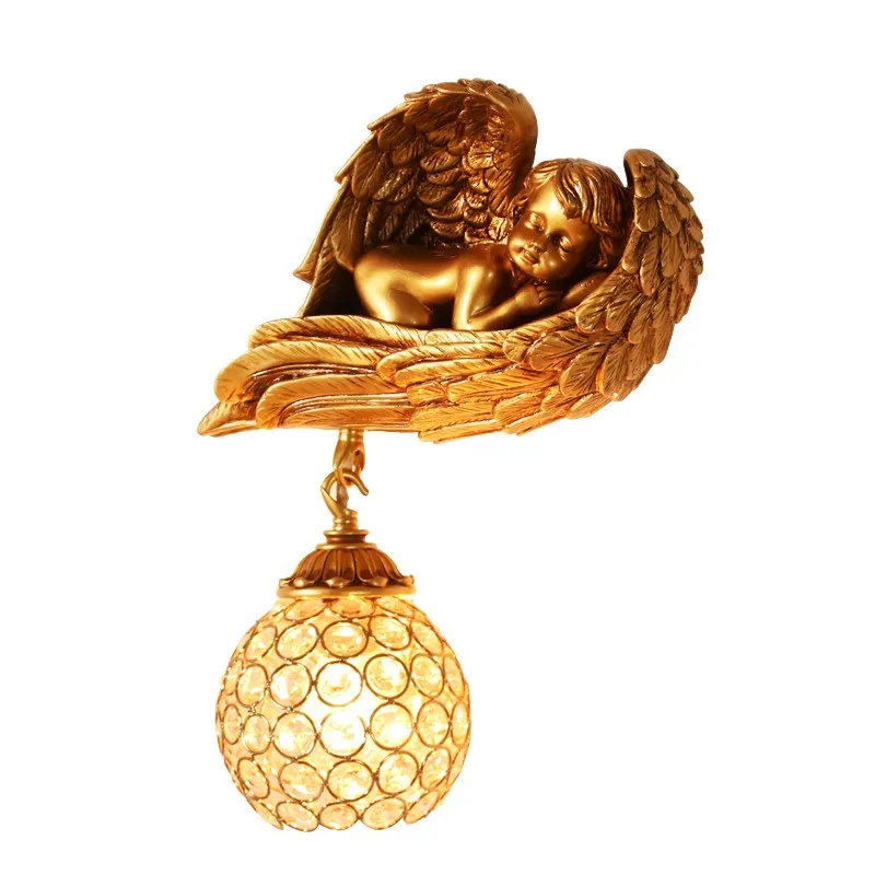 

Angel Shaped Resin Wall Lamp Baby Shaped Resin Children's room Wall Lamp Vintage Gold Wall Lamps For Living Room Art Decor