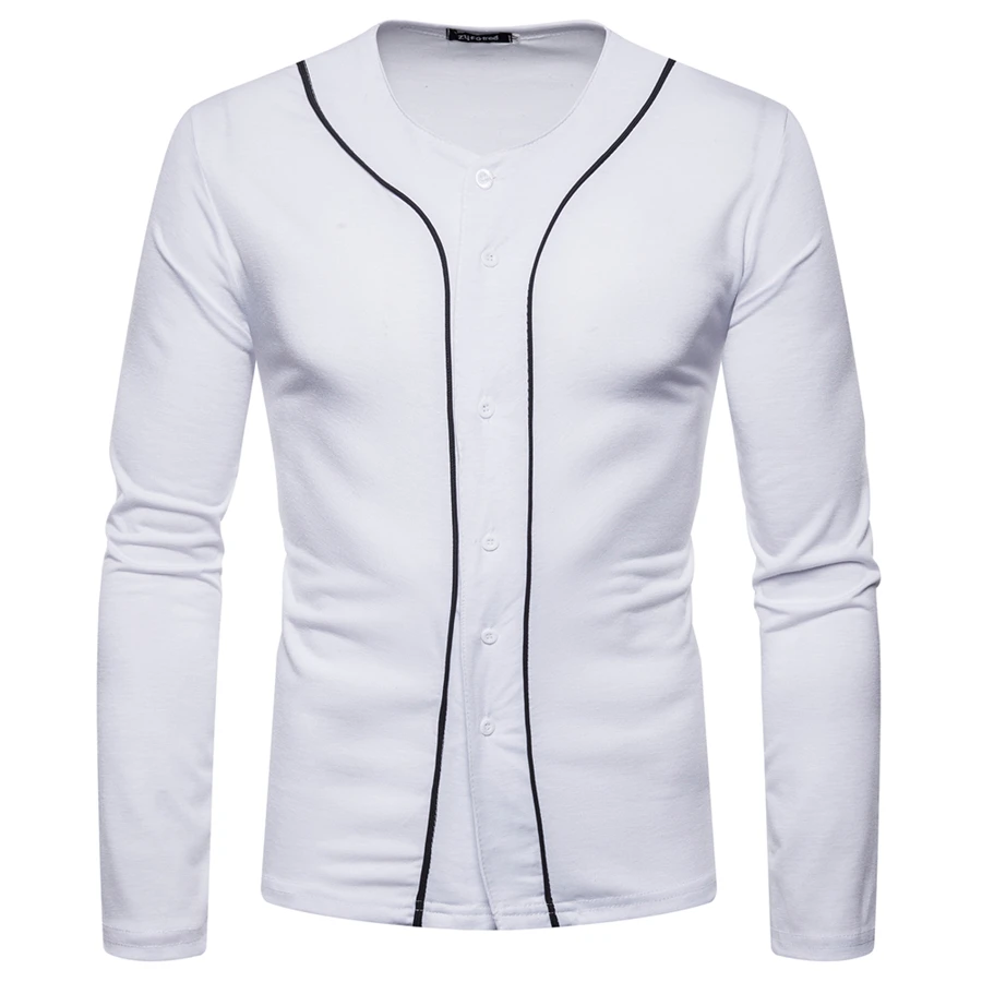 GuyuEra New long-sleeved T-shirt African ethnic style stitching men's long-sleeved V-neck bottoming shirt