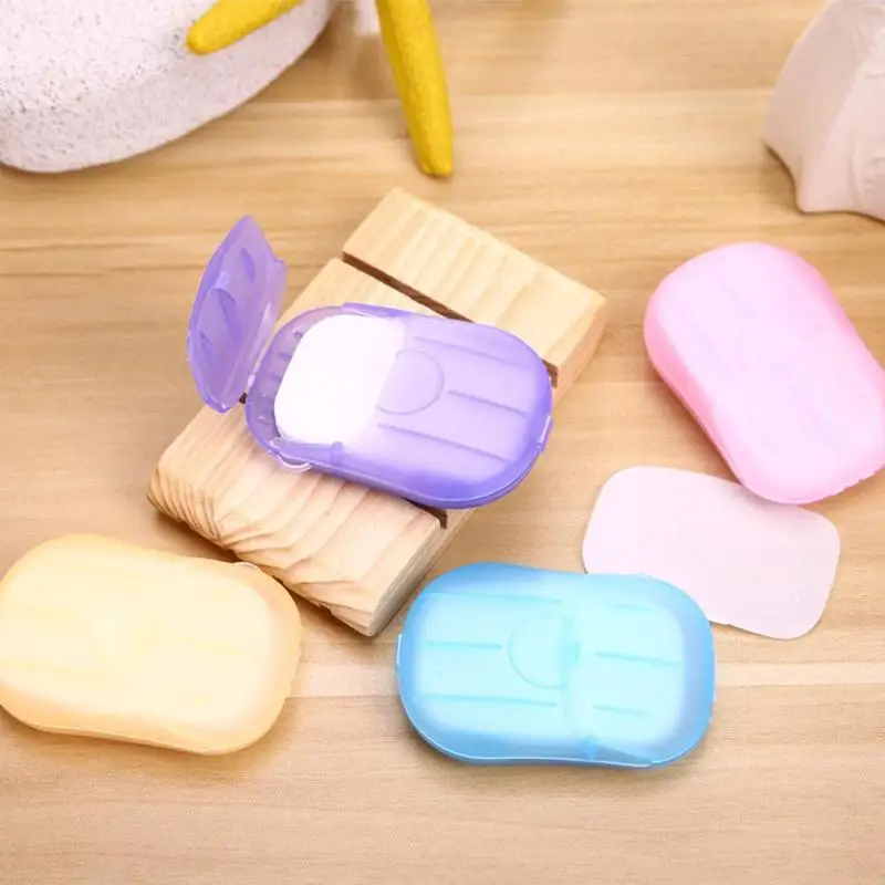 

Outdoor Travel Soap Paper Washing Hand Bath Clean Scented Slice Sheets 20pcs Disposable Box Soap Portable Mini Paper Soap