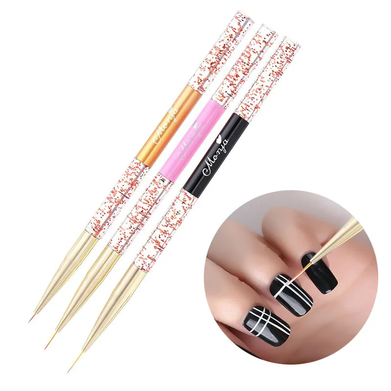 

3pcs/lot Fashion Manicure Brush Painting Stripes Line Grid Flowers Suit For Salon Use Or Home Use Nail Art Tools