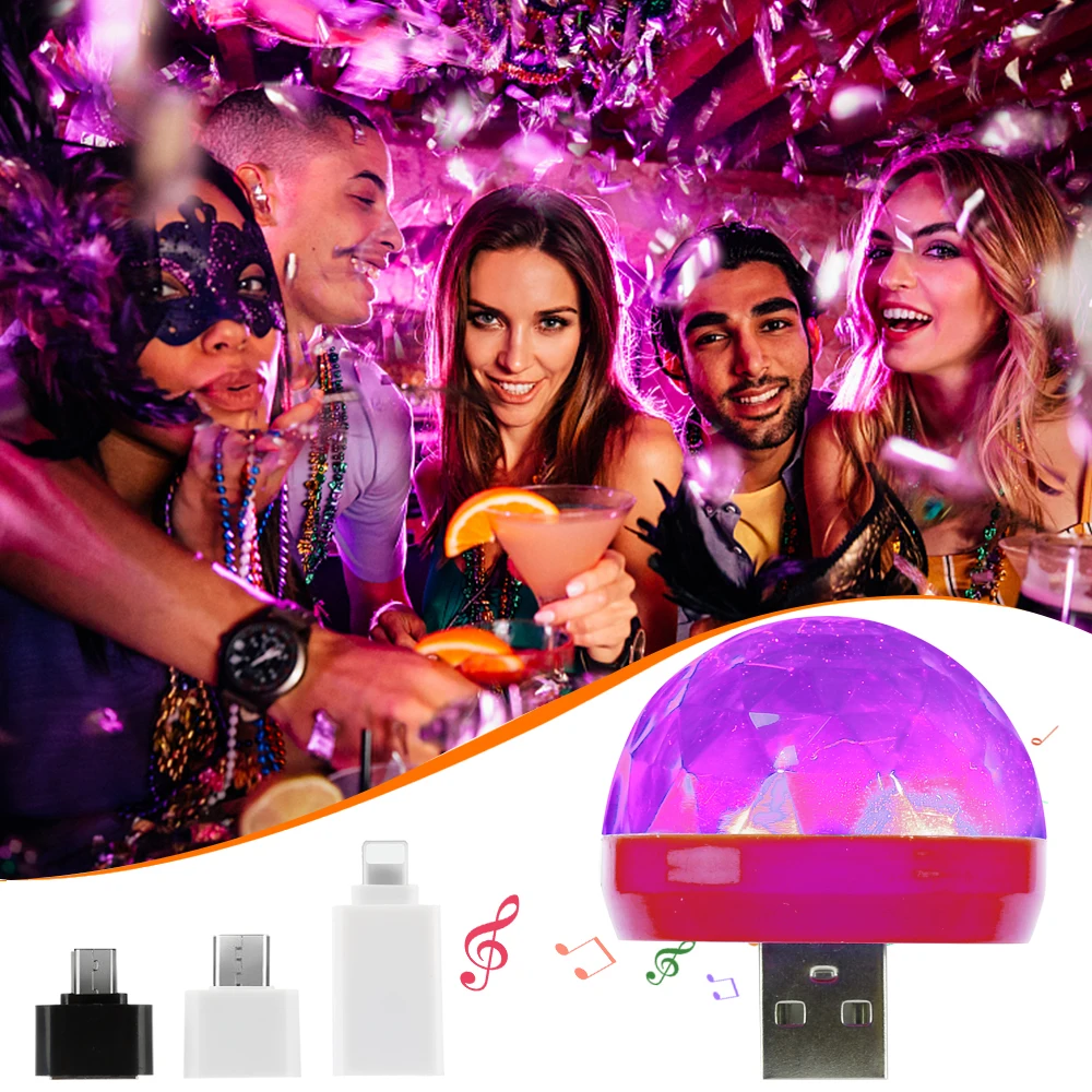 Мини USB светодиодный светильник для дискотеки, портативный светильник для рождественской вечеринки, магический шар, сценический светильник для диско-клуба, яркий эффект, сценическая лампа для мобильного телефона