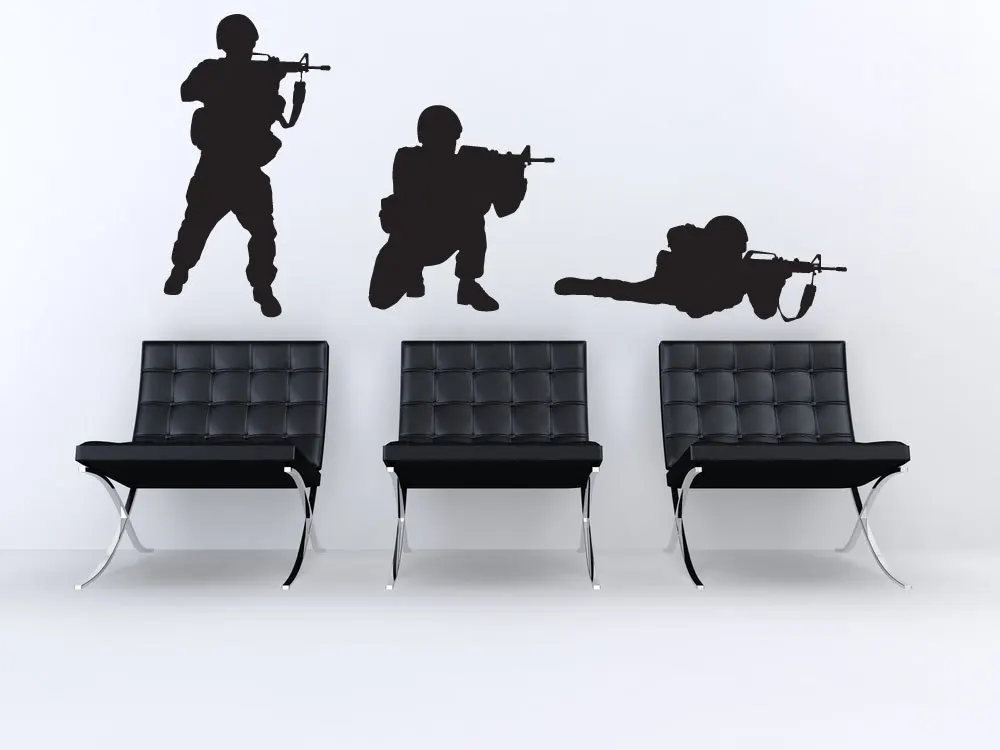 Наклейки на стену американские солдаты с силуэтами|vinyl wall stickers|wall stickersilhouette art |