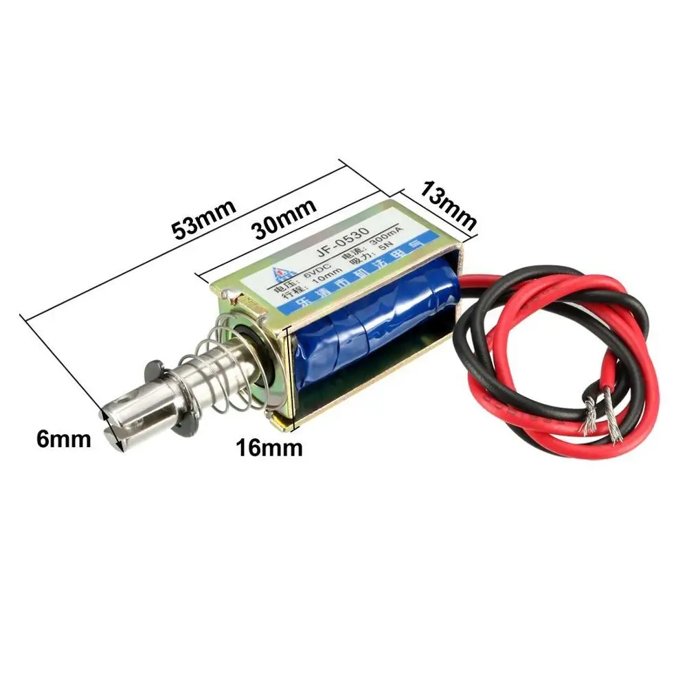 JF-0530 DC 6 В/12 В/24 В Открытая Рамка Стиль соленоидная катушка 300мА 10 мм ход Mayitr миниатюрный нажимная тяга Тип Электромагнит