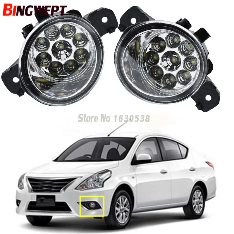 

2x Car Fog Lamp Super Bright LED Fog Light Halogen Fog Lights For Nissan Almera 2 Saloon N16 2001-2006