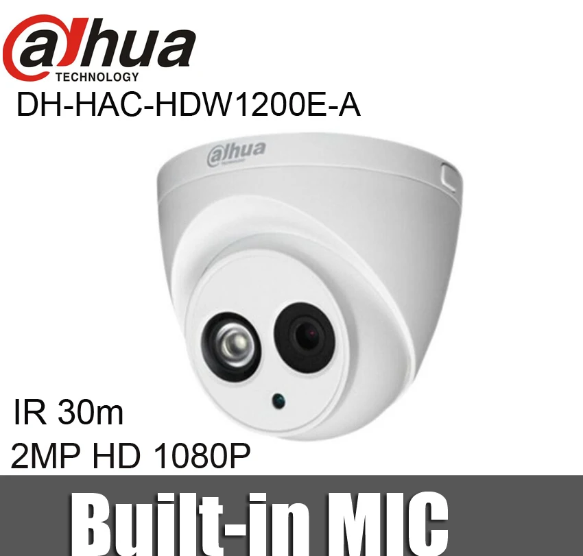 Dahua Dome HDCVI Camera DH HAC HDW1200E A 2MP HD 1080P IR 30m IP67 Встроенный микрофон|hdcvi camera|security cameradahua dome |