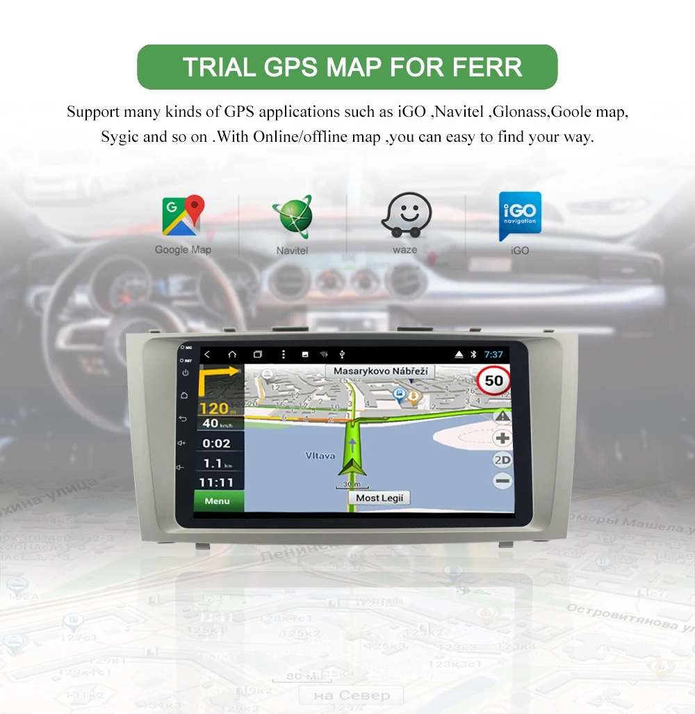 Excellent BONROAD Android  Car Multimedia Video Player Navigation GPS For Toyota Camry 40 50 2008-2011 Car Radio Ram 4G ROM 32G （no dvd） 7