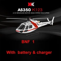 (WIth two batteries ) XK K123 BNF 1 (Without remote control)  6CH Brushless AS350 3D6G System RC Helicopter 1