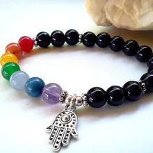 SN0289 чакра Хамса Браслет 7 Браслет Чакра Оникс Браслет Чакра для женщин подарок