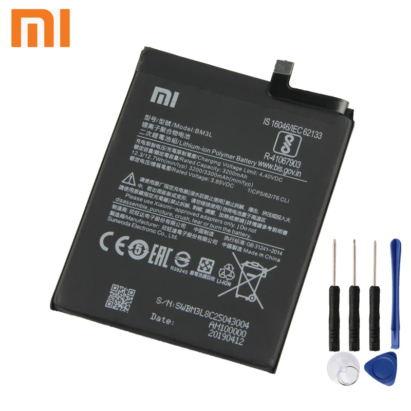 

Xiao Mi Xiaomi BM3L Phone Battery For Xiao mi 9 MI9 M9 MI 9 BM3L 3300mAh Original Replacement Battery + Tool