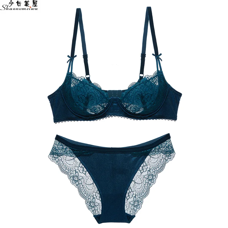  Sexy lace underwear in Europe and the United States ultra-thin cup transparent bra without sponge b