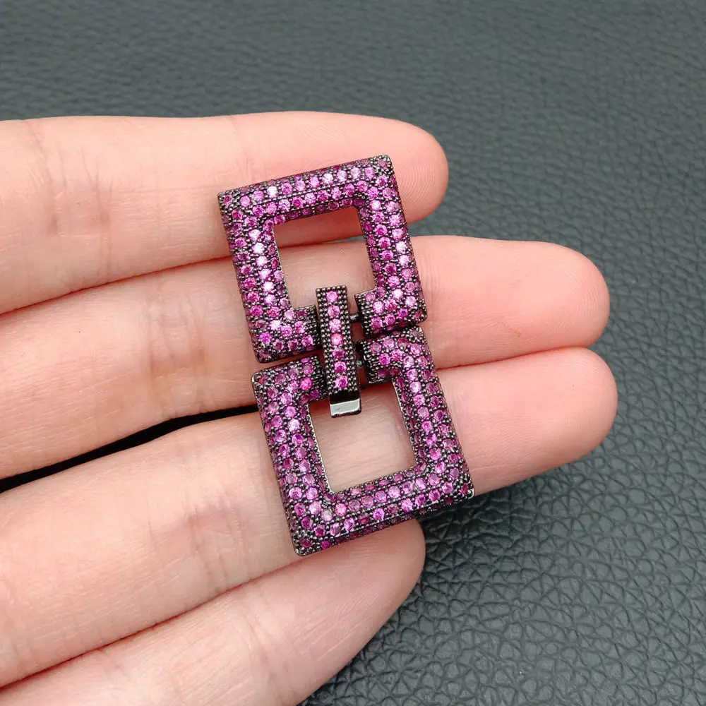 Кубический циркон микро паве квадратная застежка для ожерелья/браслета 17x35 мм золотое покрытие