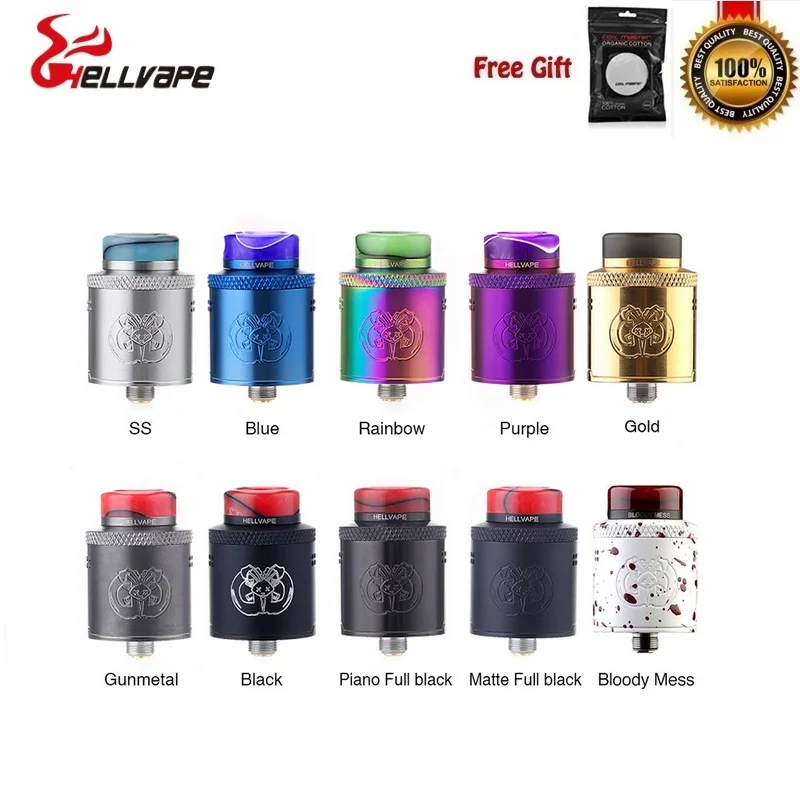 Оригинал Hellvape Drop Dead 24 мм RDA бак с полимерным дренажным наконечником одна двойная