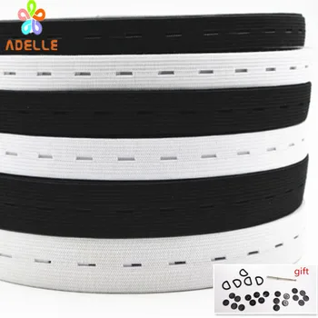 

30m/roll Woven Button Hole Elastic Band Black/White Elastic Stretch Tape extend Finish Tape Sewing 15/20/25mm free shipping