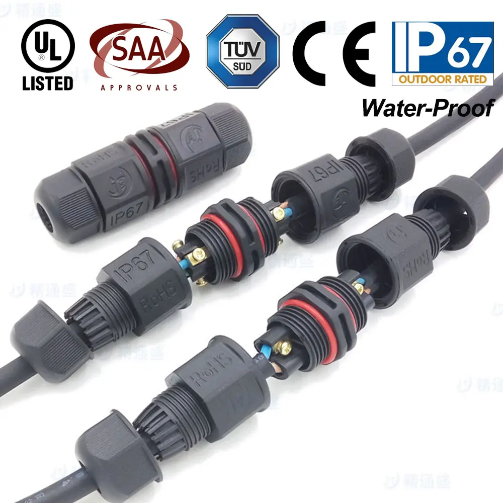 

IP67 Waterproof Connector 2 Pin 3 Pin Electrical Terminal Wire Adapter Connector Screw and Soldering Pin connector for LED Light