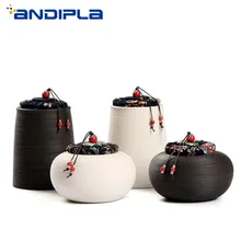 Черный дзен Винтаж в японском стиле грубая Керамическая пиала керамиковая чайница закупориваемая банка домашнего хранения бутылки Чай Кэдди Кухня аксессуары