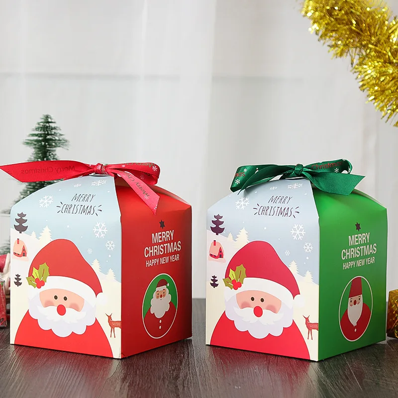 10 шт. Рождественская упаковочная коробка капкейки десерт печенье конфеты подарок Рождественская коробка для яблок праздничный подарок сумка