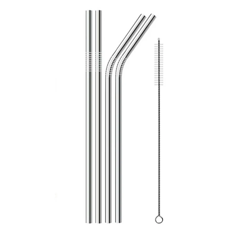 Reusable Stainless Steel Straws Metal Bent Straight Drinking Straw Cocktail Drinking Straw Hotel Party Supplies Bar Accessories (5)
